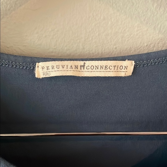 Peruvian Connection Layering Women's Blue Long Sleeve Top size L - Picture 3 of 4